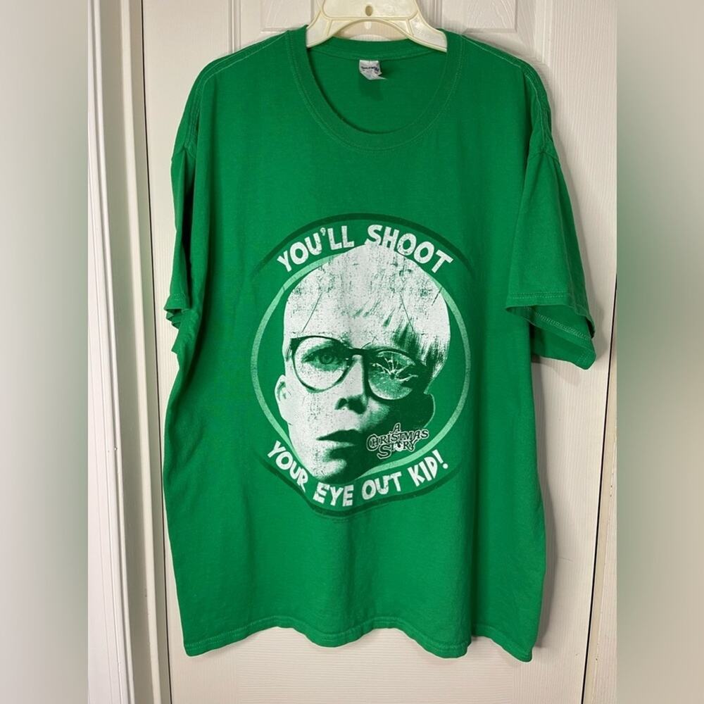 Gildan Green A Christmas Story ‘You’ll Shoot Your Eye Out ' T-shirt size XL